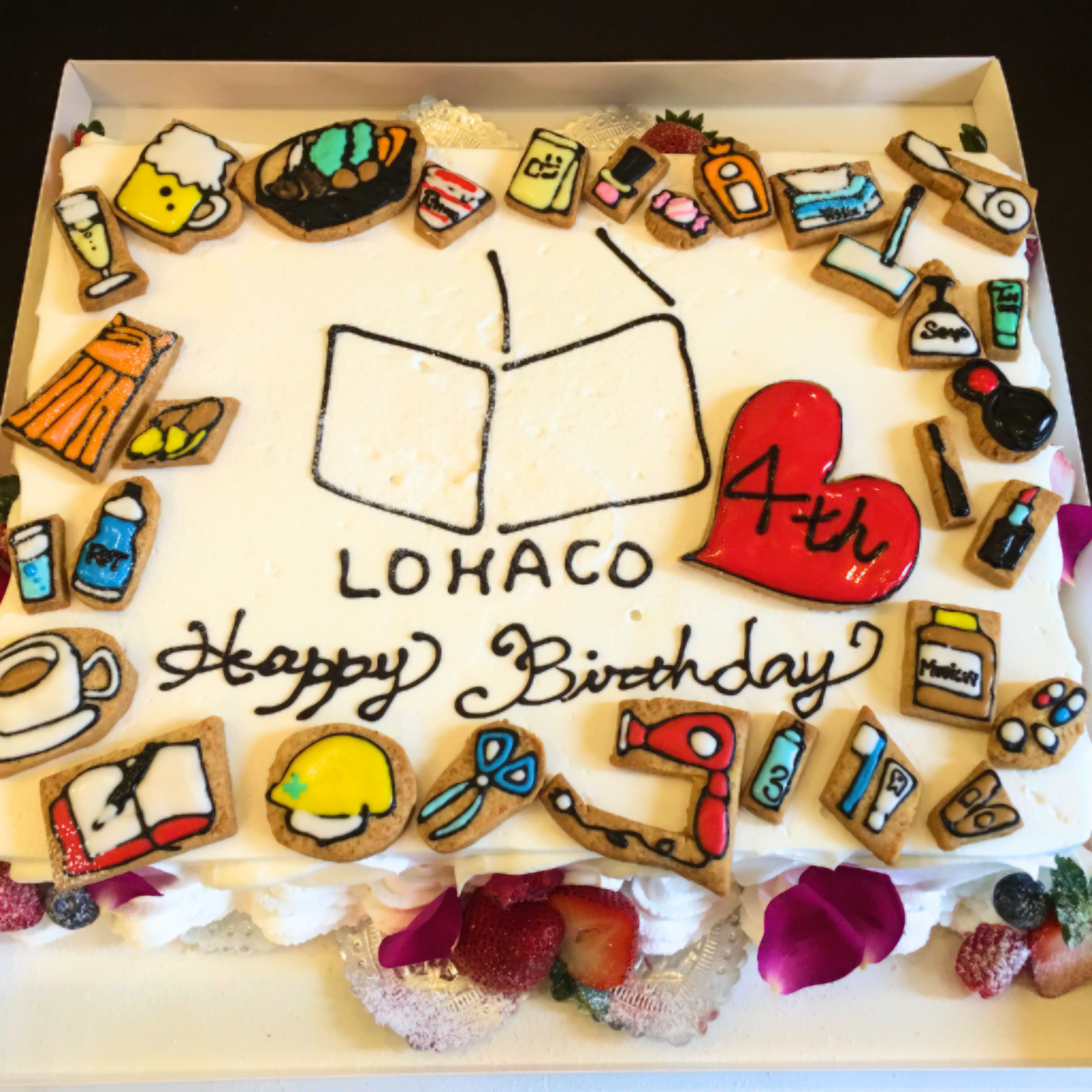 オーダーメイドケーキ事例：通販LOHACO様の４周年ケーキ！！！